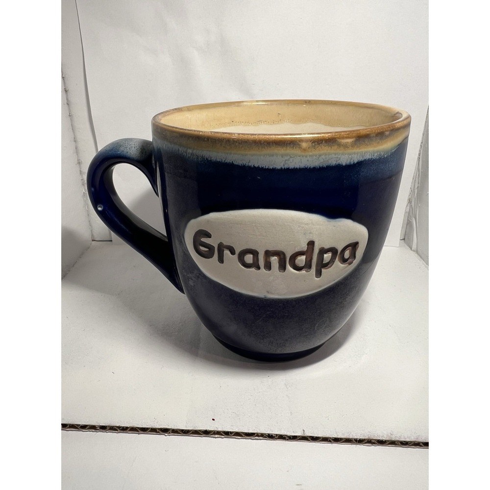 Grandpa Oversized Blue Pottery Stoneware Coffee Tea Mug Tumbleweed Pottery